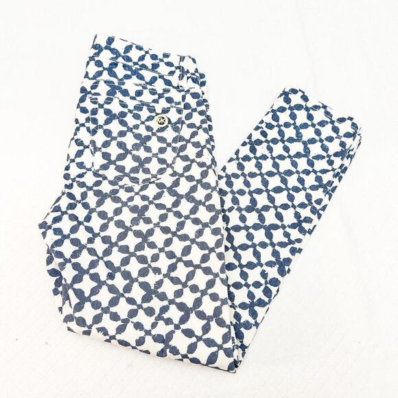 Michael Kors Skinny Jeans Cropped Blue Batik Pattened Denim Size 2 - Picture 9 of 9